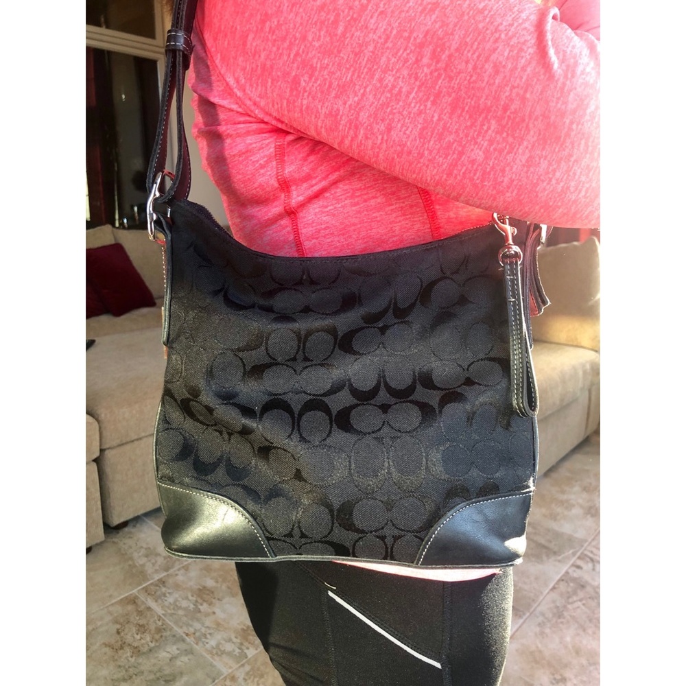 Coach 6347 Jacquard Canvas Leather Trim Saddle Bag